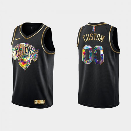 Män New York Knicks Tröja Skräddarsydda Nike 2021-22 Svart Golden Edition 75th Anniversary Diamond Swingman 